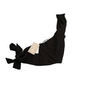 H&M Black One Shoulder Wrap Top Tie Side Asymmetrical NWT Size Small